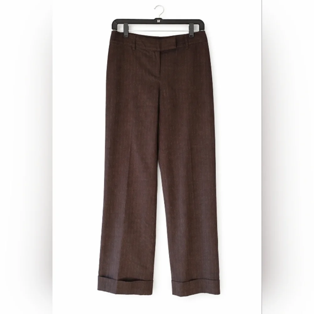 CAbi Women's Size 2 Brown Pinstripe Wide Leg Career Dress Pants‎